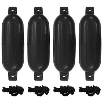 vidaXL Bootstootkussens 4 st Ø 16x58 cm PVC zwart, Watersport en Boten, Verzenden, Nieuw
