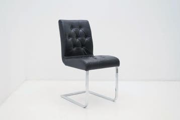 Vergaderstoel; Zwart (kunst)leder, chroom slede, Werkplek, Ophalen of Verzenden, Gebruikt, Overige typen