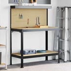 vidaXL Werkbank Zwart 114 x 54 x 145 cm Bewerkt hout en, Verzenden, Nieuw