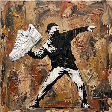 MEDSAN - Banksy Sneaker Thrower () - UNIQUE WORK, Antiek en Kunst