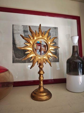 Tafelspiegel- Sunburst - Glas, Hars - Gold Sun Table Mirror, Nieuw