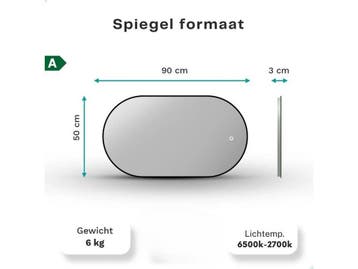 Mirlux Badkamerspiegel - LED Verlichting & Verwarming -, Huis en Inrichting, Overige Huis en Inrichting, Verzenden, Nieuw