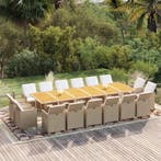 vidaXL 17-delige Tuinset met kussens poly rattan beige, Verzenden, Nieuw, 7 zitplaatsen, Tuinset