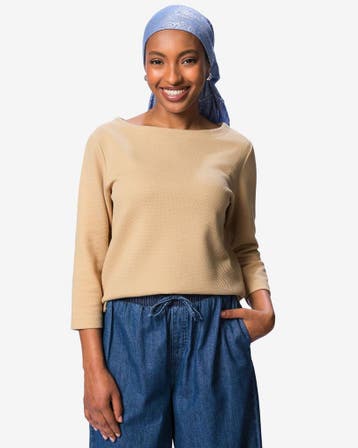 HEMA Dames T-shirt Kacey jersey beige, Kleding | Dames, Verzenden, Nieuw