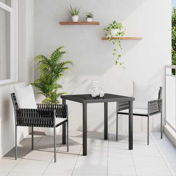 vidaXL Tuin eettafelset 3 pcs Bruin en zwart PE Rattan, Tuin en Terras, Verzenden, Nieuw, Rotan, 3 zitplaatsen