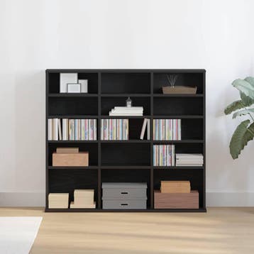 vidaXL CD-kast 100x23x89,5 cm bewerkt hout zwart, Huis en Inrichting, Verzenden, Nieuw