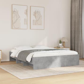 vidaXL Bedframe bewerkt hout betongrijs 150x200 cm, Verzenden, Overige maten, 200 cm, Grijs