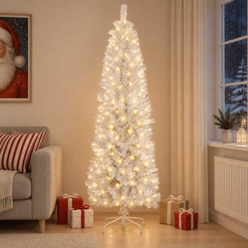 vidaXL Kunstmatige slanke kerstboom 180 cm 300 LEDs Warmwit, Diversen, Verzenden, Nieuw