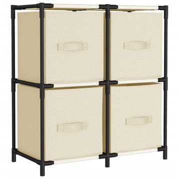 vidaXL Opbergkast met 4 stoffen manden 63x30x71 cm staal, Verzenden, Nieuw