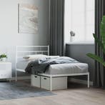 vidaXL Bedframe met hoofdbord zonder matras metaal wit, Eenpersoons, Verzenden, Wit, Nieuw