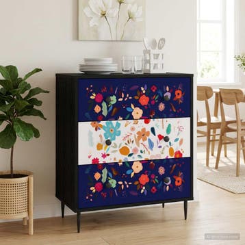 vidaXL Ladekast MAINZ Bloemenprint 66 x 36,5 x 76 cm Bewerkt, Verzenden, Nieuw