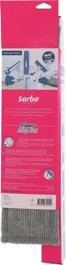 Sorbo Floor Mop Set - RVS Steel - Microvezel Dweil - Steel, Ophalen of Verzenden, Zo goed als nieuw