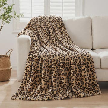 Luxe Leopard Print Fleece Plaid - Zacht & Warm voor Bank en