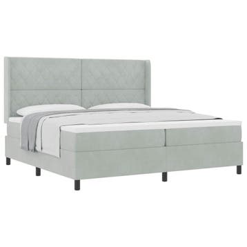 vidaXL Boxspringbed met matras Lichtgrijs 200 x 200 cm, Verzenden, Nieuw, Tweepersoons, Stof