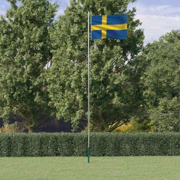 vidaXL Vlag met vlaggenmast Zweden 6,08 m aluminium, Verzenden, Nieuw