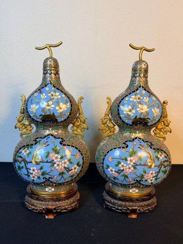 Dubbele kalebas vaas - Emaille - China, Antiek en Kunst