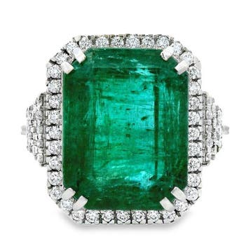 Zonder minimumprijs - Ring Platina - 7.15ct. tw. Smaragd -, Nieuw
