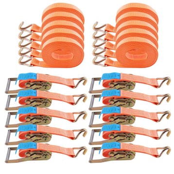 10x 10m 5ton Ratchet Straps Trailer Tie Down Kit Wheel St..., Auto diversen, Autogereedschap, Verzenden, Nieuw