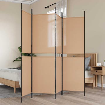 vidaXL 4-Panel Room Divider Beige 200 x 180 cm Stof, Verzenden, Nieuw