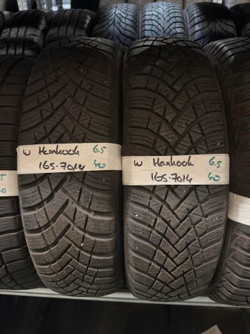 165-70-14 Hankook Winterbanden 6.5mm Incl Montage 165 70 14, Ophalen, 14 inch, Gebruikt, Winterbanden