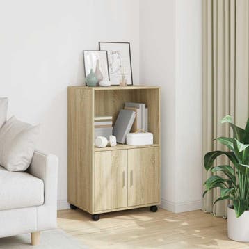 vidaXL Rolkast 55x40x91 cm bewerkt hout sonoma eikenkleurig, Huis en Inrichting, Kasten | Buffetkasten, Verzenden, Nieuw, 50 tot 100 cm