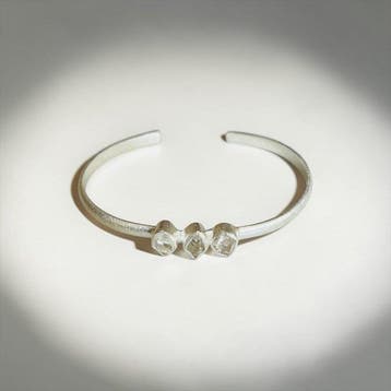 Herkimer-kwarts Zilveren armband - Hoogte: 7.5 cm - Breedte: