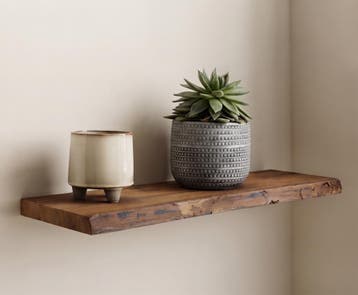 Zwevende Wandplank Boomstam | Massief Hout | Tobacco | 800mm, Met plank(en), Verzenden, Nieuw, Minder dan 150 cm