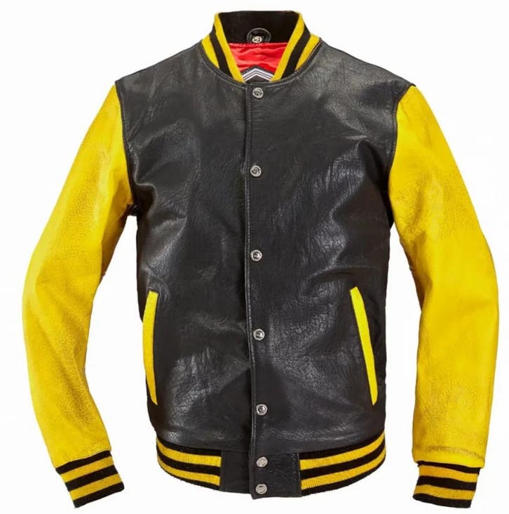 HolyFreedom Varsity College Zwart Geel Leather Jacket, Motoren, Kleding | Motorkleding, Heren, Nieuw met kaartje, Jas | leer, Verzenden