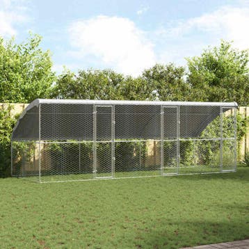 vidaXL Hondenhok 3 st Zilver 6 x 2 x 2 m Gegalvaniseerd, Verzenden, Nieuw