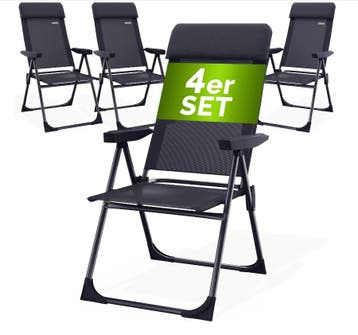 Tuinstoel met Hoge Rugleuning 4 Stuks Antraciet Aluminium, Verzenden, Nieuw