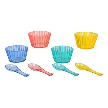 Schaaltjes met lepels | Decoris | Ø 9.5 cm | 4 stuks, Verzenden, Nieuw