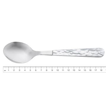 RÖR Solingen RVS en Parelmoerkleurige Lepel 18,5 cm voor..., Ophalen of Verzenden, Nieuw, Rvs of Chroom, Bestekset