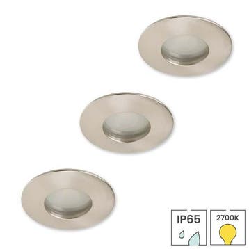 3 spotjes nikkel | IP65 inbouwspot LED badkamer | 3.5W 2700K, Verzenden, Nieuw, Plafondspot of Wandspot