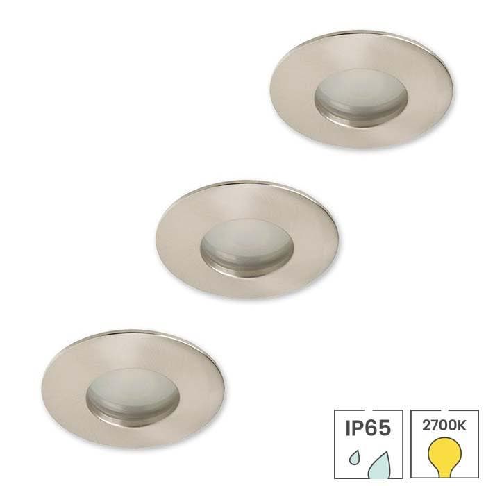 3 spotjes nikkel | IP65 inbouwspot LED badkamer | 3.5W 2700K, Huis en Inrichting, Lampen | Spots, Plafondspot of Wandspot, Nieuw