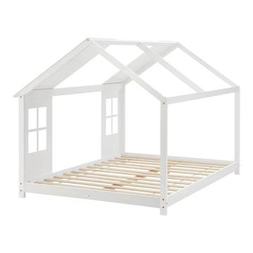 Kinderbed Tostedt huisbed met matras wit 140x200 cm [en.casa, Verzenden, Nieuw