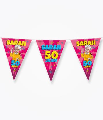 Vlaggenlijn 50 Jaar Sarah Cartoon (10m), Kleding | Dames, Ophalen of Verzenden, Nieuw