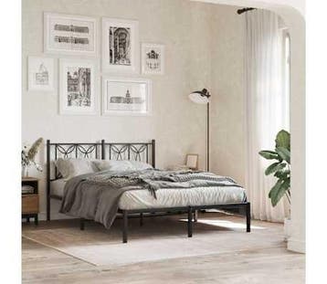 Bedsteun - 135cm zwart metaal | retourdeal 61% korting, Gebruikt, Twijfelaar, Metaal, Overige maten