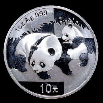 China. 10 Yuan 2008 - Panda, 1 Oz (.999) (Zonder