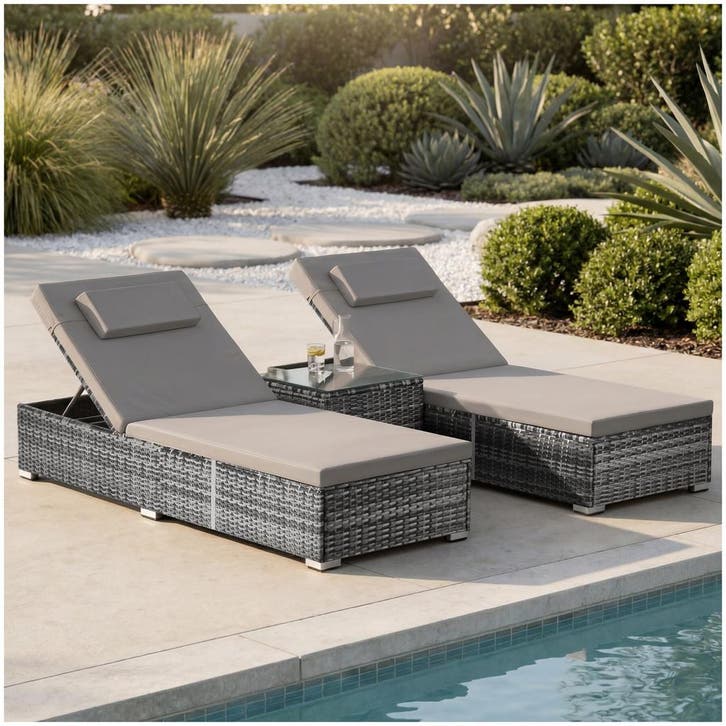 Wicker-tweepersoonsligbed met tafel Carbonera, Tuin en Terras, Tuinsets en Loungesets, Verzenden