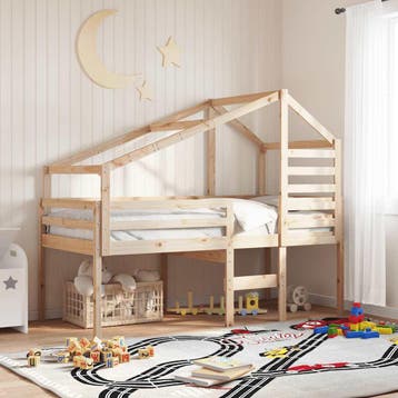 vidaXL Kinderbedhuisje 188x82x113 cm massief grenenhout, Verzenden, Nieuw, Bruin, Hout