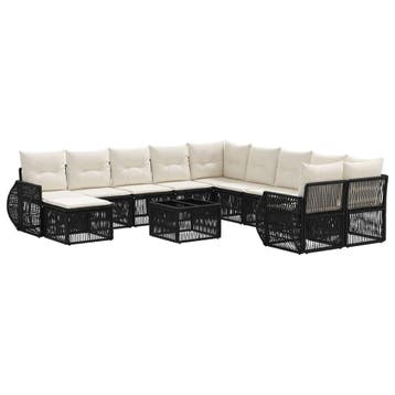 vidaXL Tuinbankenset 12 pcs Zwart poly rattan, Verzenden, Nieuw, 2 zitplaatsen