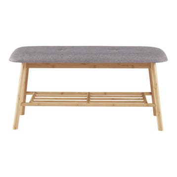 [en.casa] Schoenenrek 45x90x30 cm bamboe grijs, Verzenden, Nieuw