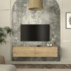 Tv-meubel Nolven zwevend 135x32x30 cm eikenkleurig [en.casa], Verzenden, Nieuw