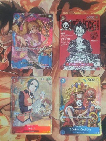 Bandai - 4 Card - One Piece - Monkey D. Luffy Foil, Nieuw