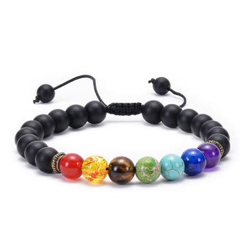 Armband verstelbaar met gemixte Chakra edelsteen kralen e..., Ophalen of Verzenden, Nieuw, Kraal
