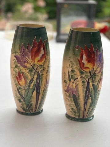 Bloempot (2) - tulpen - Glas - Belle Époque