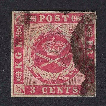 Deens-West-Indië 1855/67 - Wapen 3c karmijn - Nº 1, Gestempeld