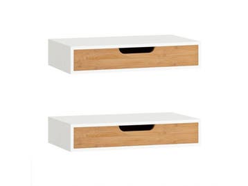 SoBuy FRG92-WNX2 - Wandregal-Set - 1 Lade - 1 Plank - Wit -, Verzenden, Nieuw