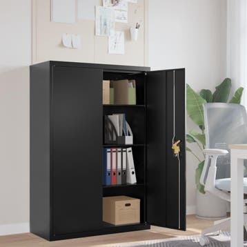vidaXL Archiefkast 90x40x140 cm staal zwart, Verzenden, Nieuw