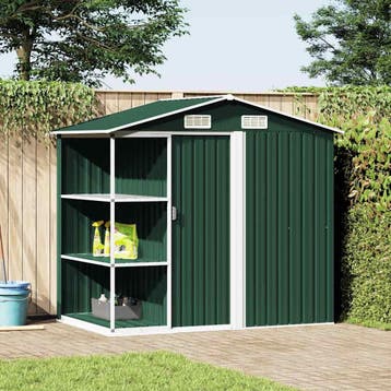 vidaXL Tuinschuur met rek 205x130x183 cm ijzer groen, Verzenden, Nieuw